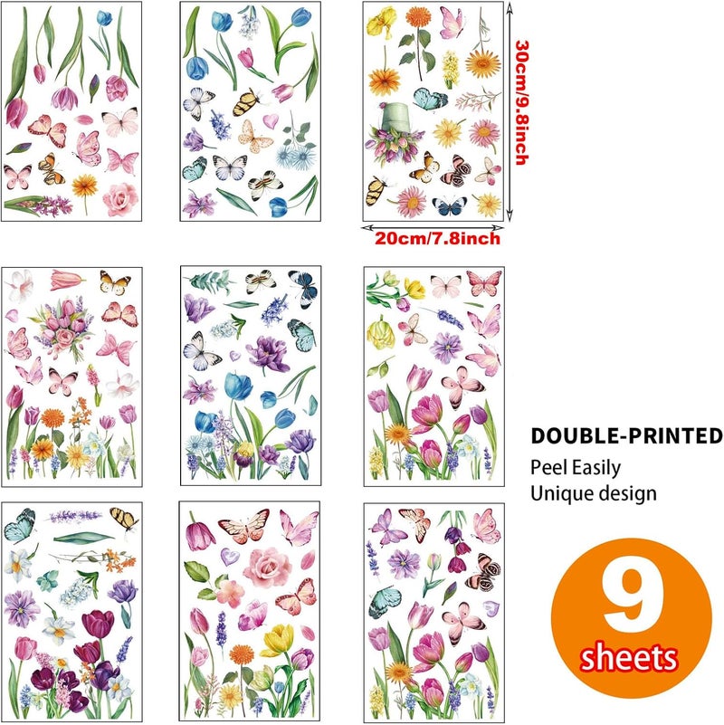 i-Beeboo Spring Flower Window clings Decorations Window Decals Stickers for Office Home - Image 3